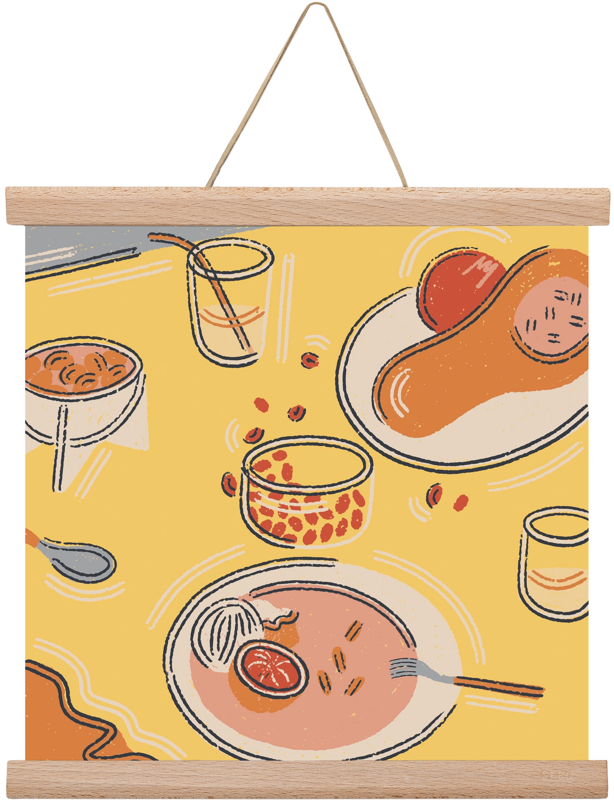 Orange Stillife, 30x30 cm (30x30 cm), Tölgy akasztó