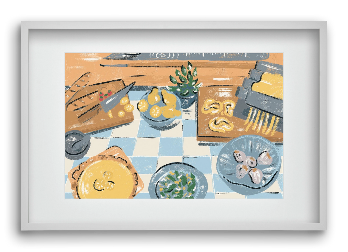 Kitchen Stillife, 60x40 cm (45x30 cm), Fehér keret, paszpartuval