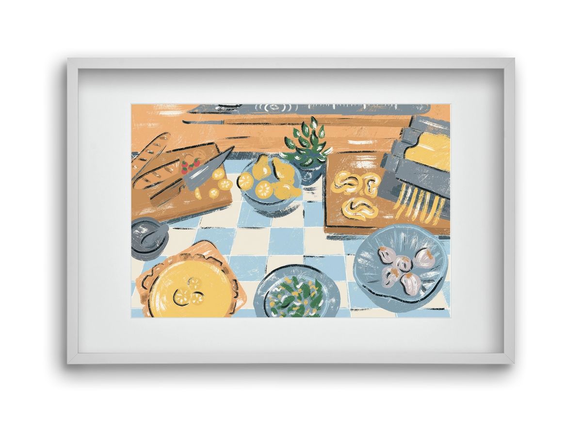 Kitchen Stillife, 45x30 cm (30x20 cm), Fehér keret, paszpartuval