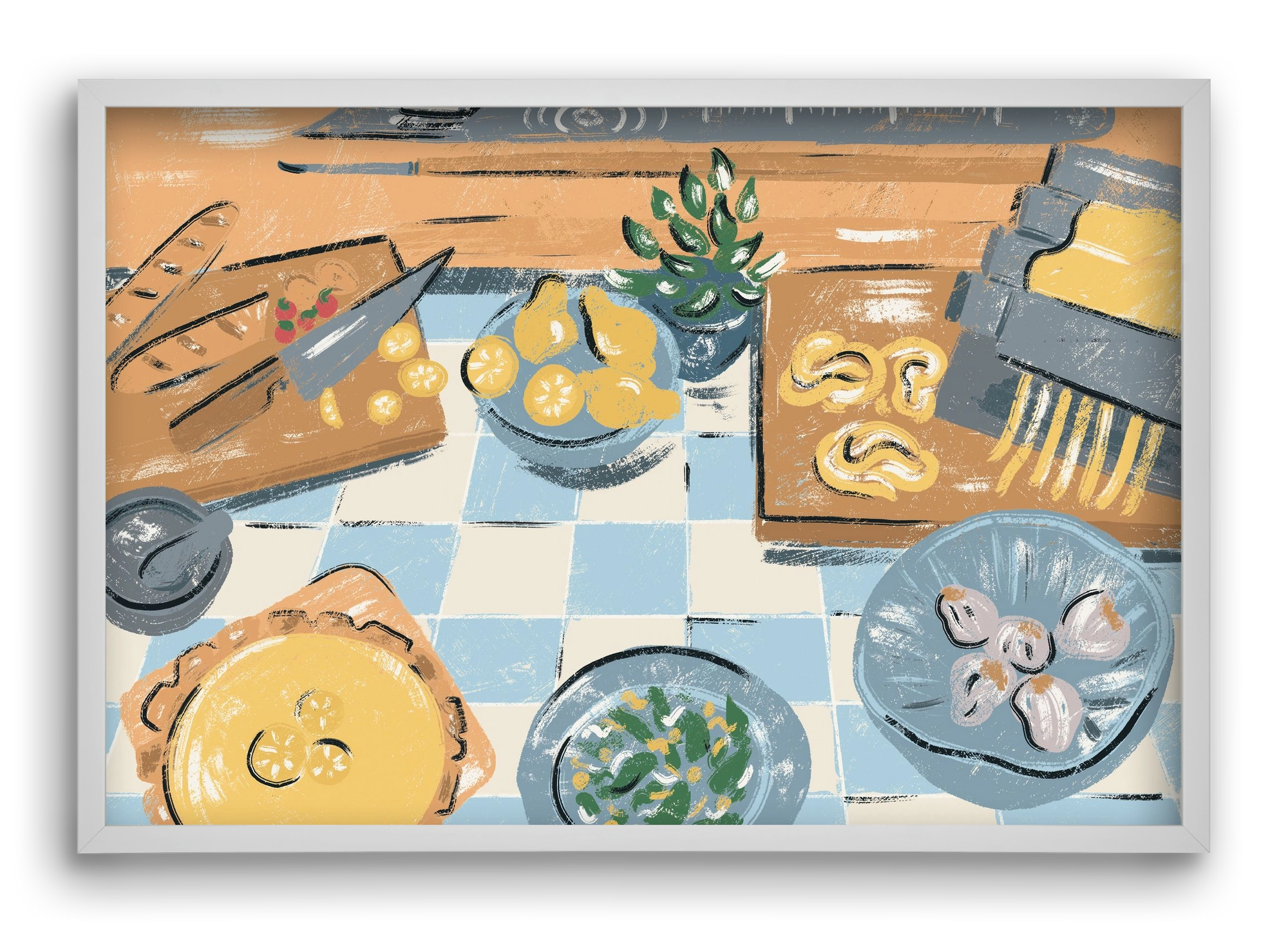 Kitchen Stillife, 60x40 cm (60x40 cm), Fehér keret