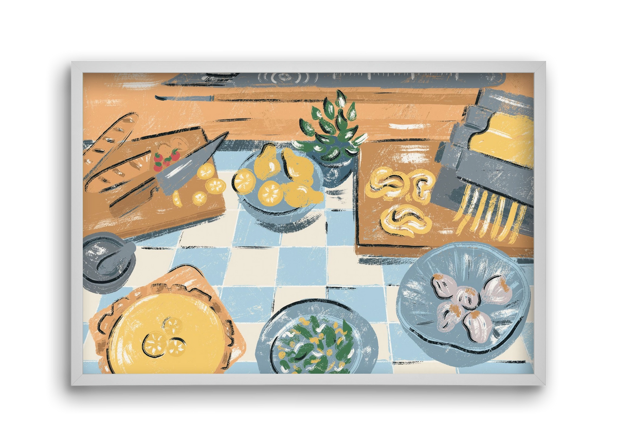 Kitchen Stillife, 45x30 cm (45x30 cm), Fehér keret