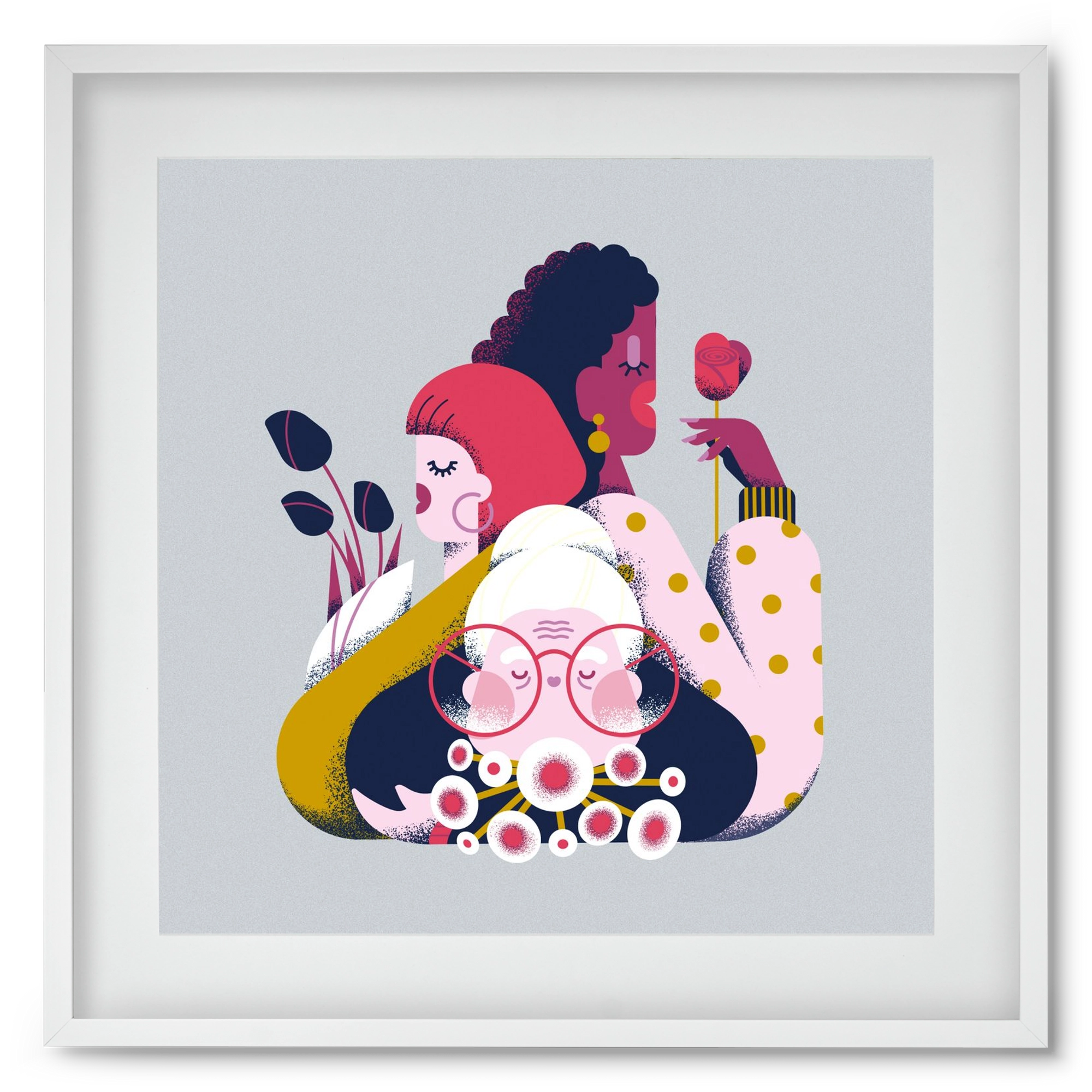 Flower power, 50x50 cm (40x40 cm), Fehér keret, paszpartuval