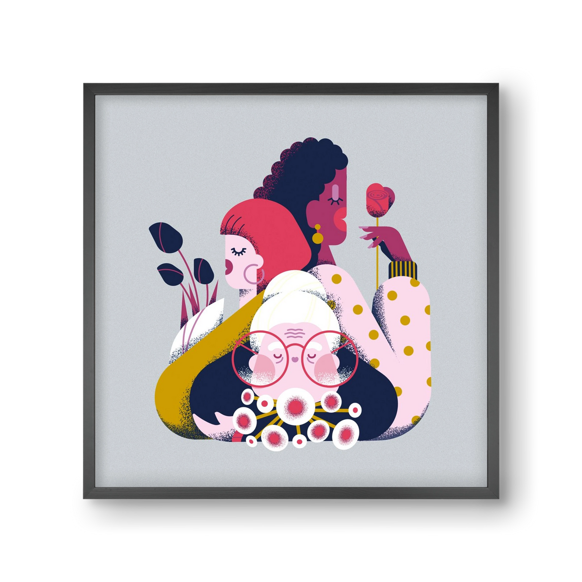 Flower power, 30x30 cm (30x30 cm), Fekete keret