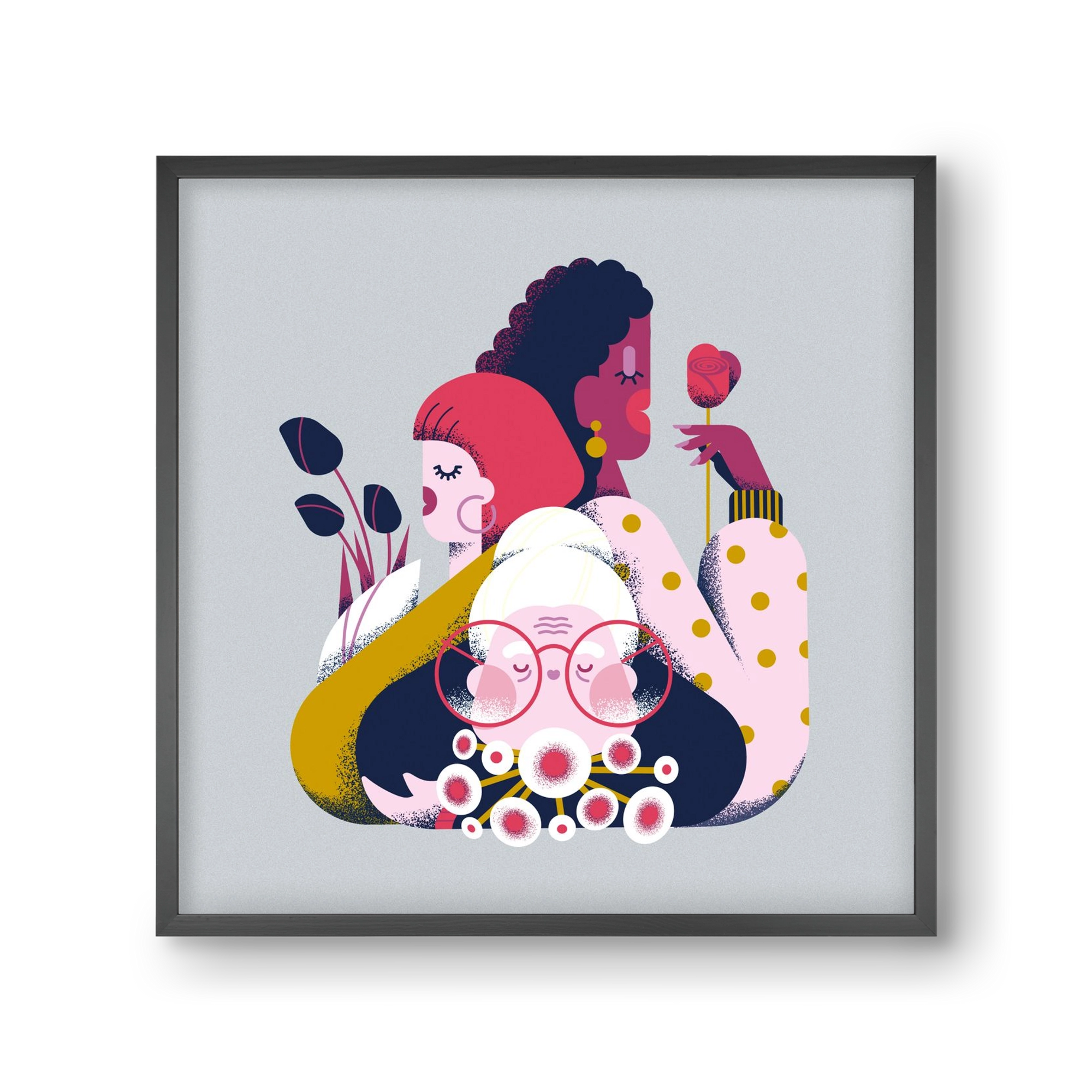 Flower power, 30x30 cm (30x30 cm), Fekete keret