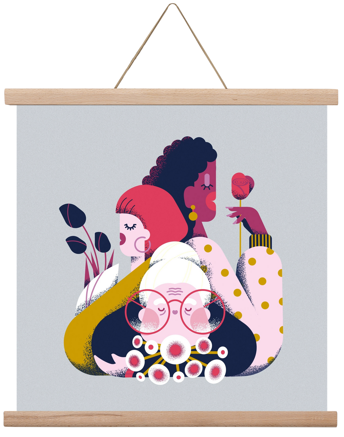 Flower power, 40x40 cm (40x40 cm), Tölgy akasztó