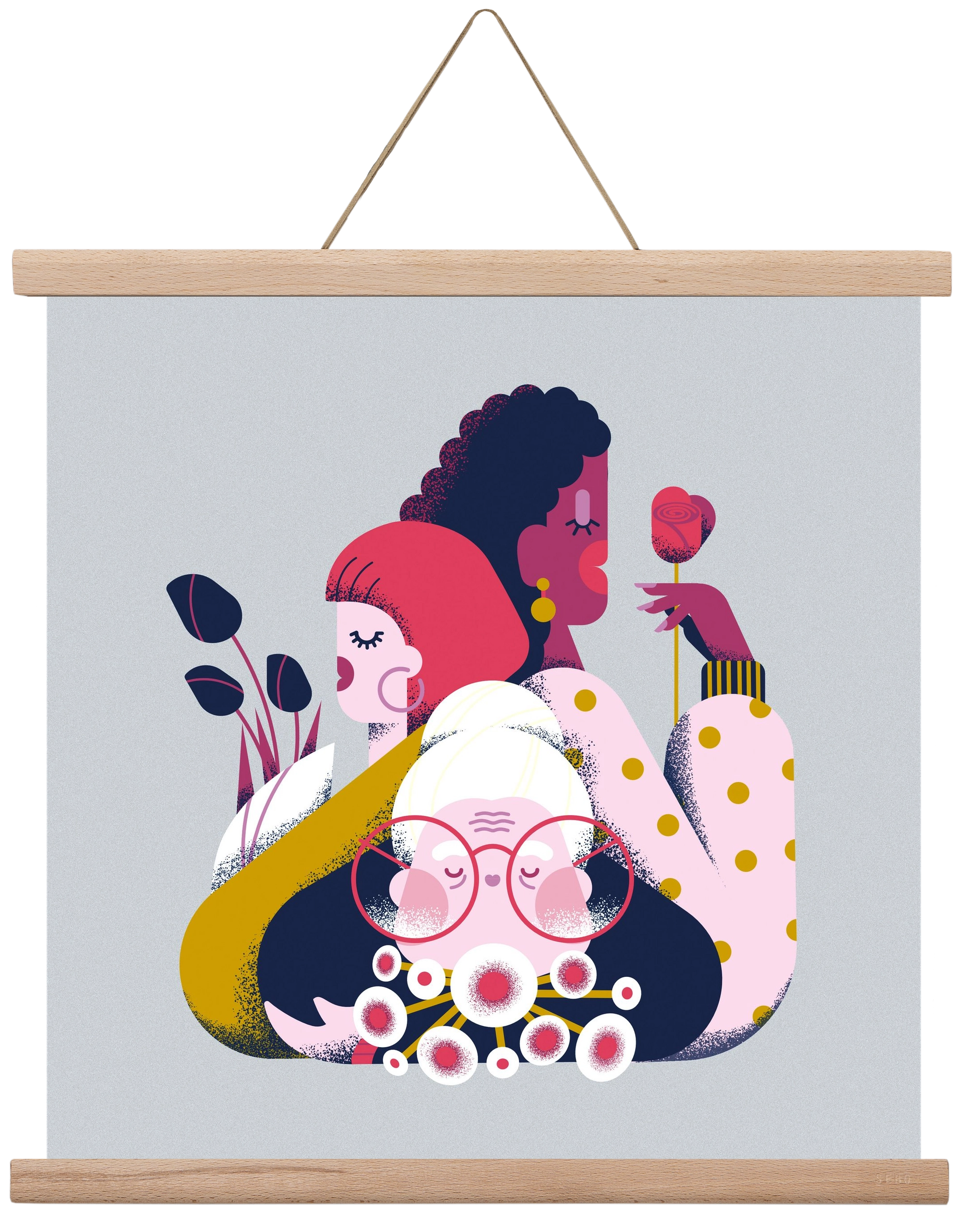 Flower power, 40x40 cm (40x40 cm), Tölgy akasztó