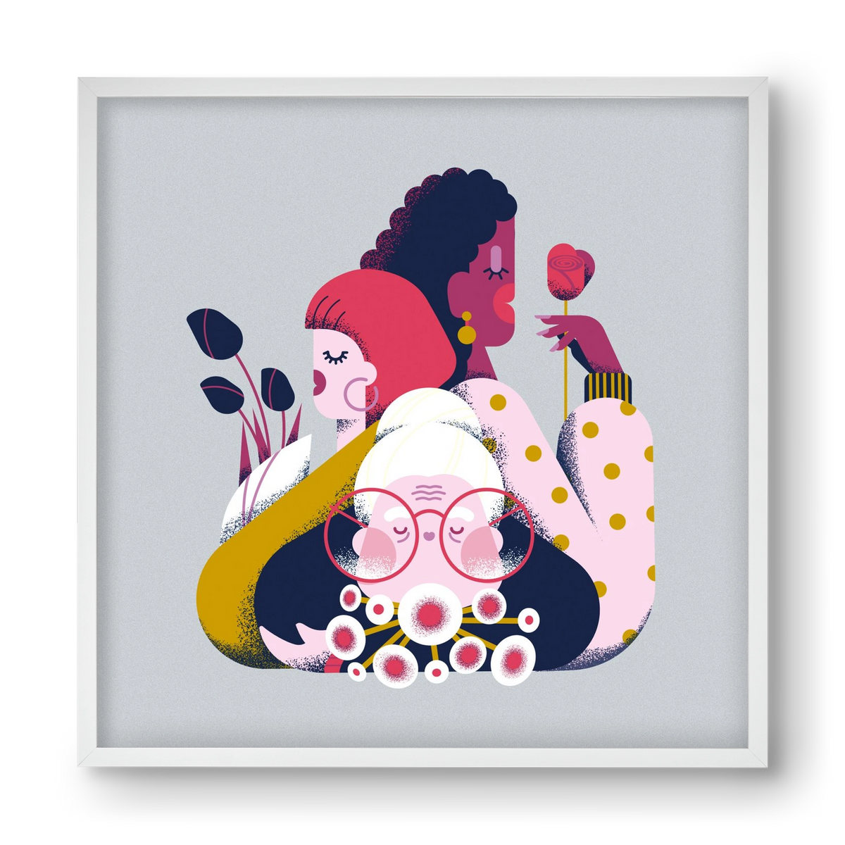 Flower power, 40x40 cm (40x40 cm), Fehér keret