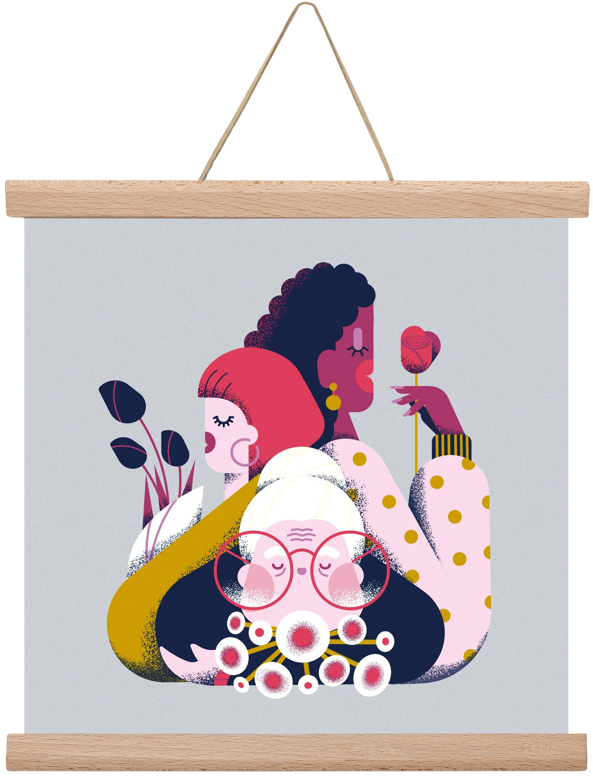 Flower power, 30x30 cm (30x30 cm), Tölgy akasztó