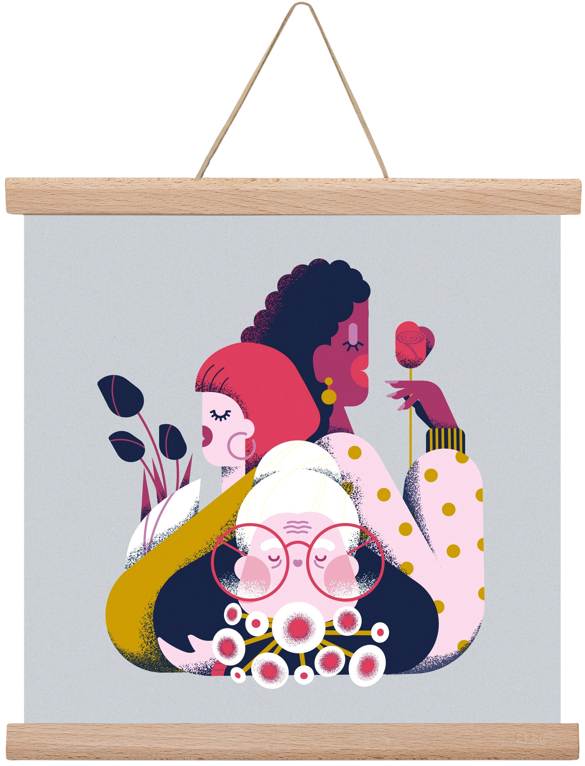 Flower power, 30x30 cm (30x30 cm), Tölgy akasztó