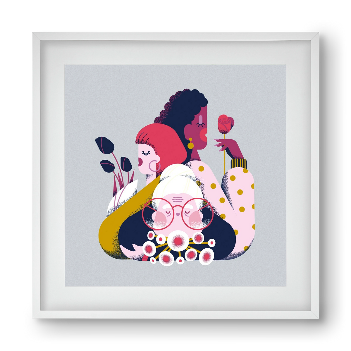 Flower power, 40x40 cm (30x30 cm), Fehér keret, paszpartuval