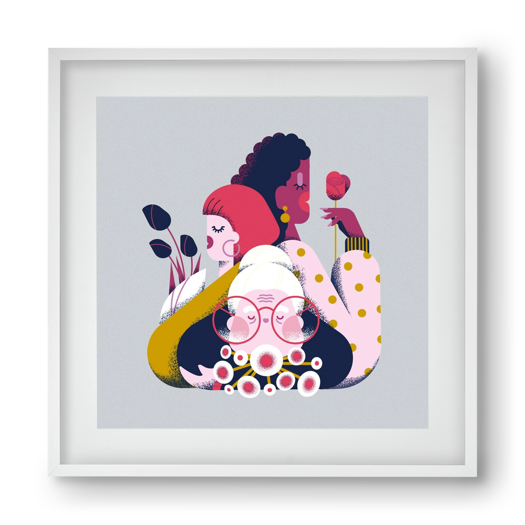 Flower power, 40x40 cm (30x30 cm), Fehér keret, paszpartuval