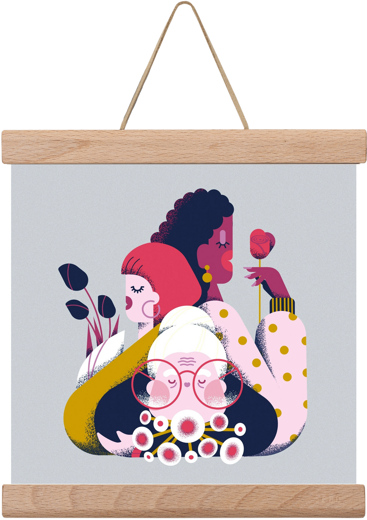 Flower power, 20x20 cm (20x20 cm), Tölgy akasztó