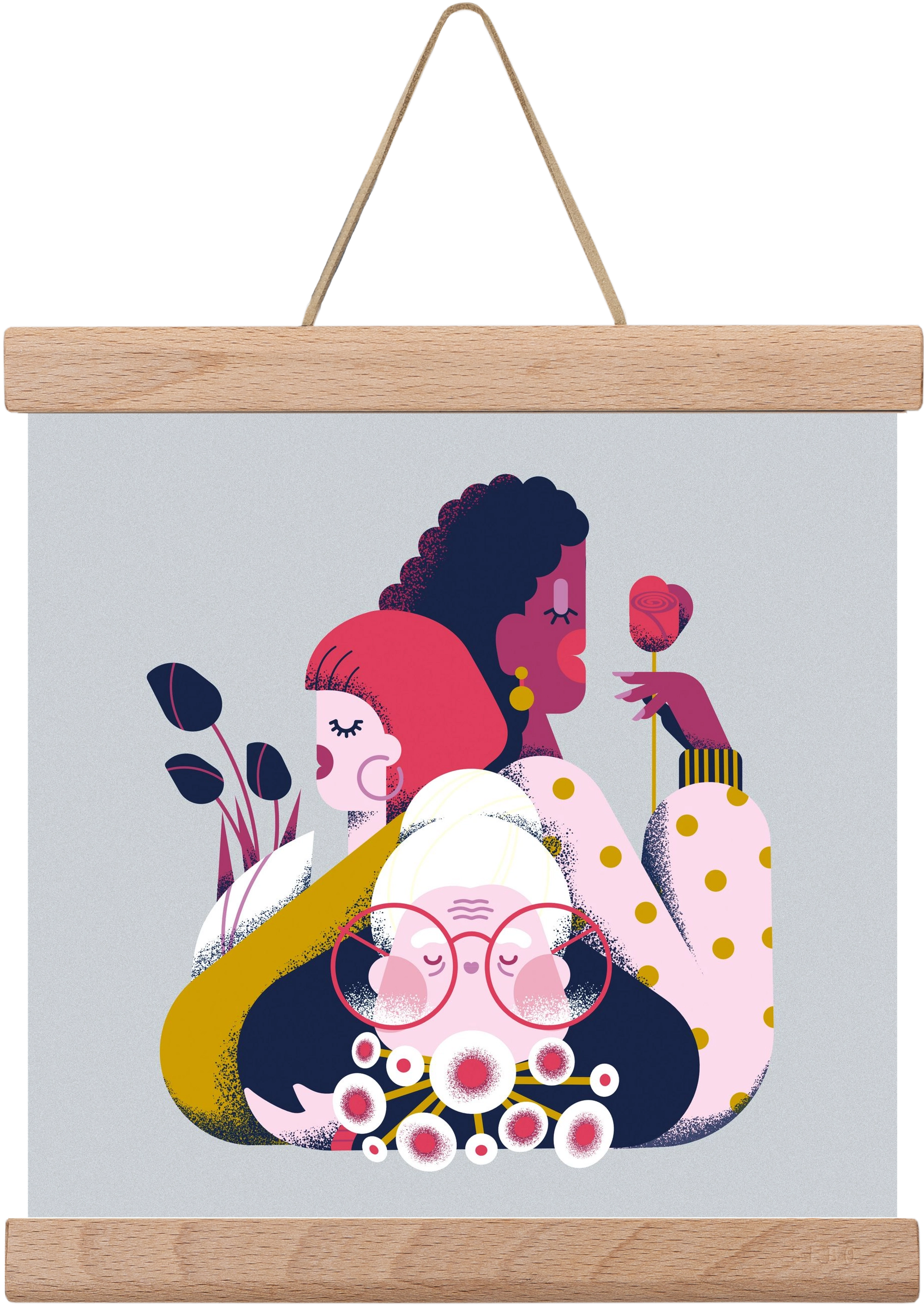 Flower power, 20x20 cm (20x20 cm), Tölgy akasztó