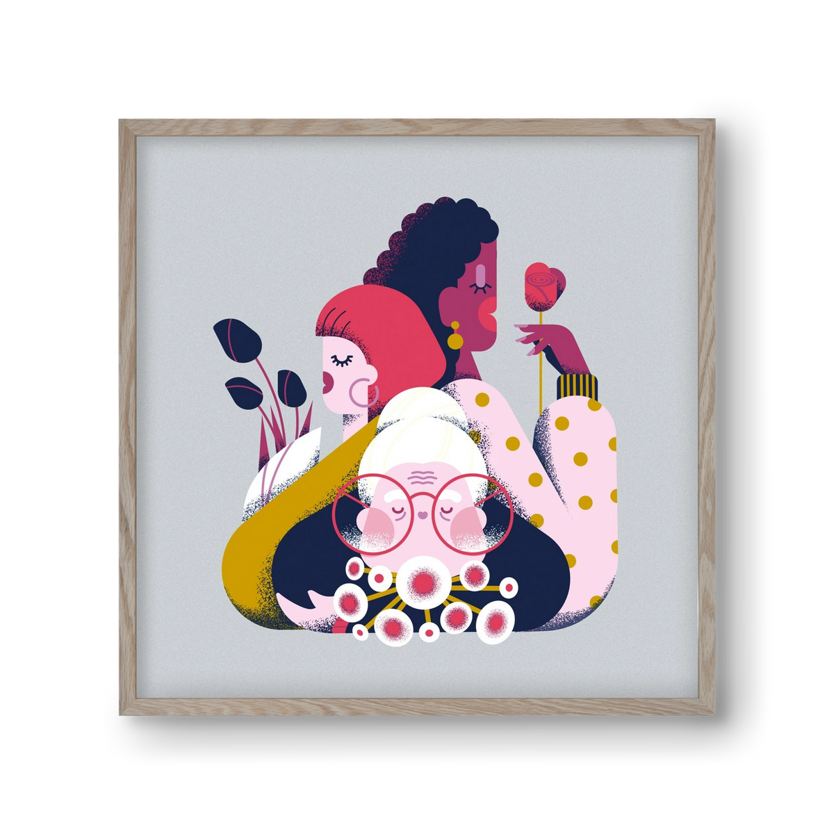 Flower power, 30x30 cm (30x30 cm), Tölgy keret