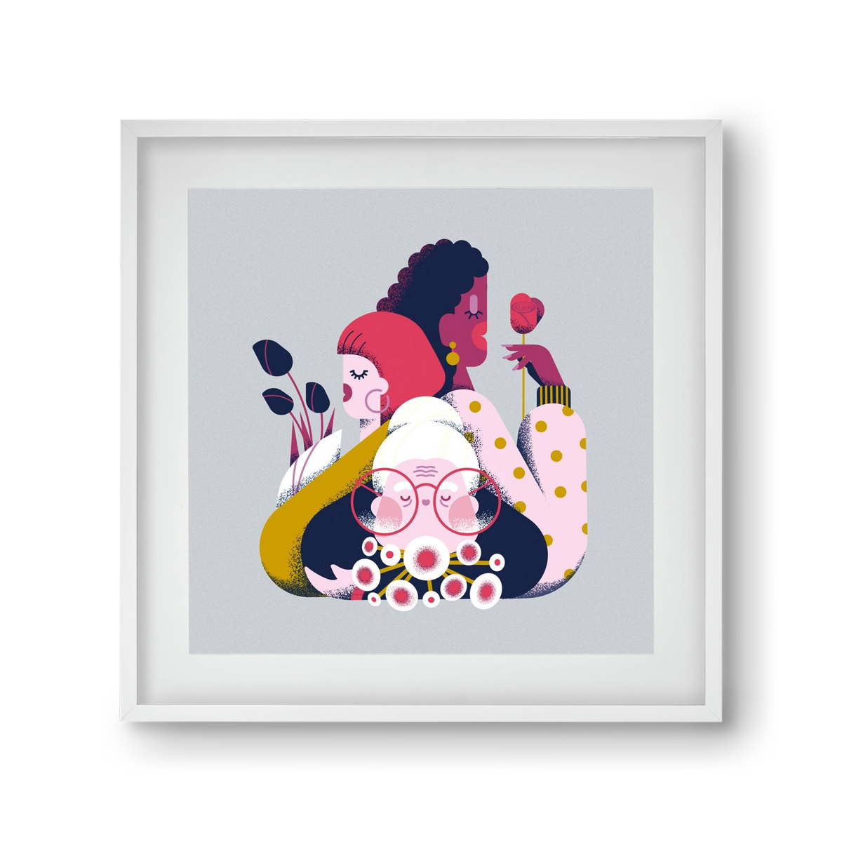 Flower power, 30x30 cm (20x20 cm), Fehér keret, paszpartuval