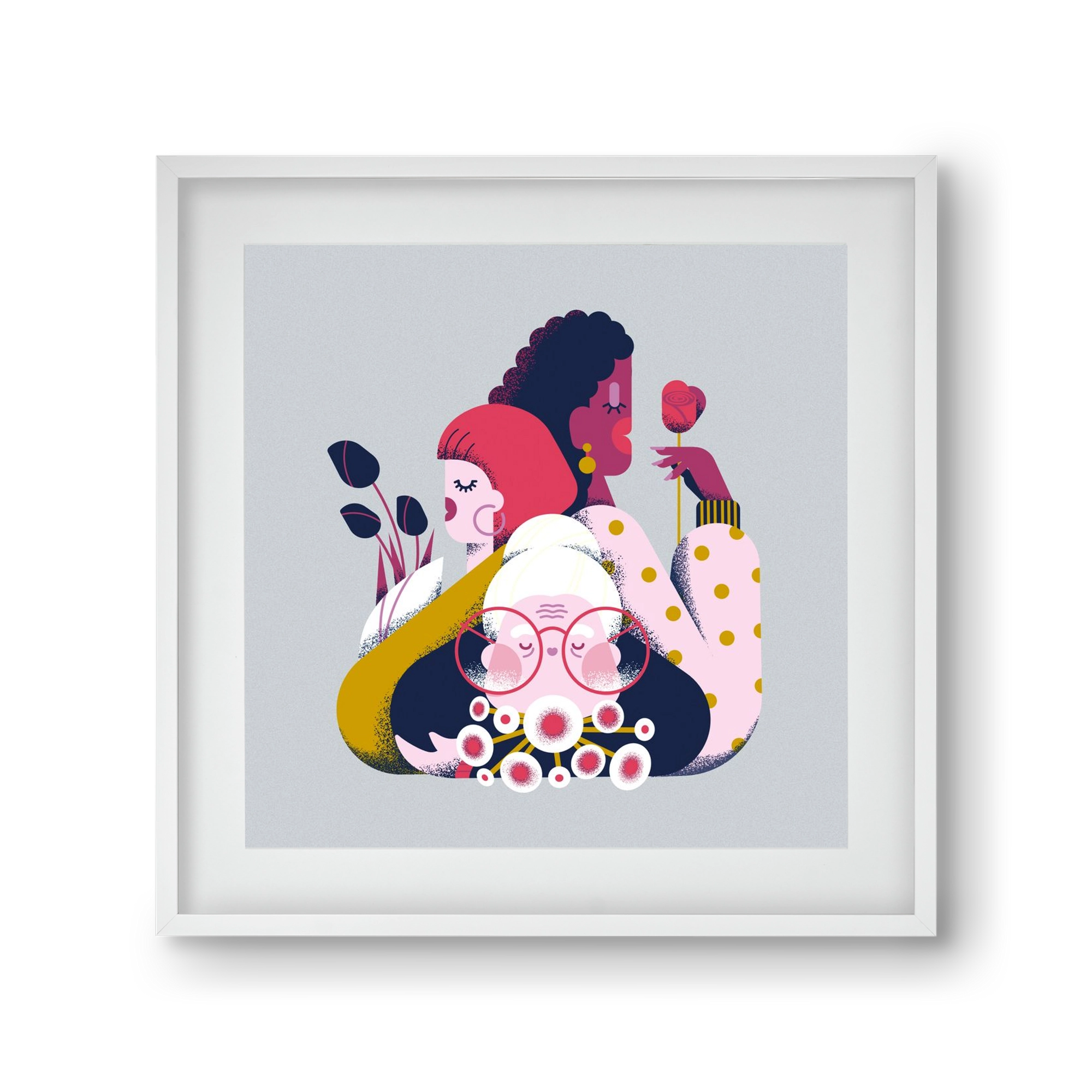 Flower power, 30x30 cm (20x20 cm), Fehér keret, paszpartuval