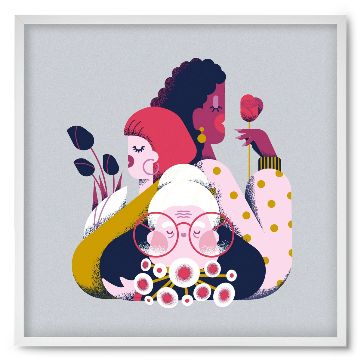 Flower power, 50x50 cm (50x50 cm), Fehér keret