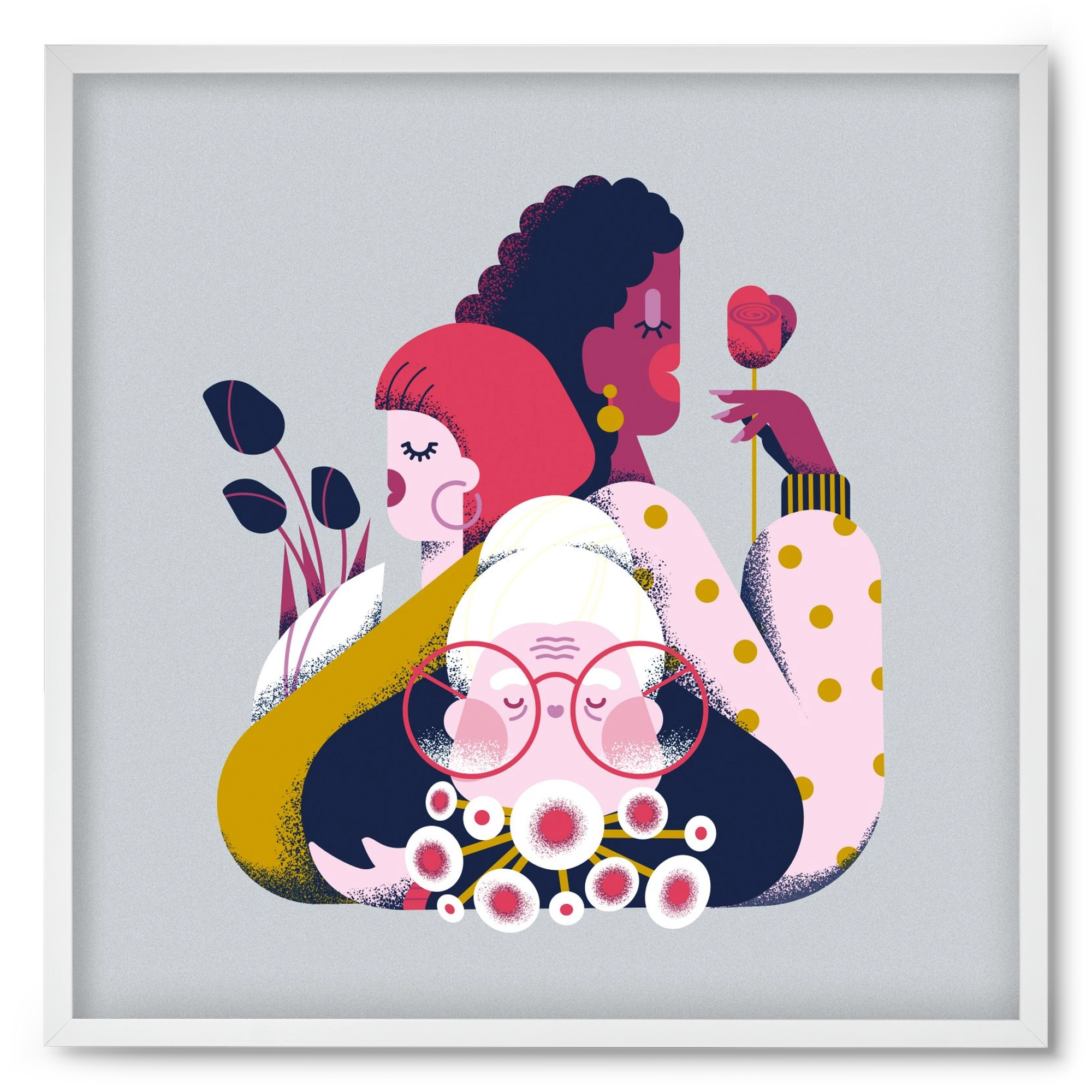 Flower power, 50x50 cm (50x50 cm), Fehér keret