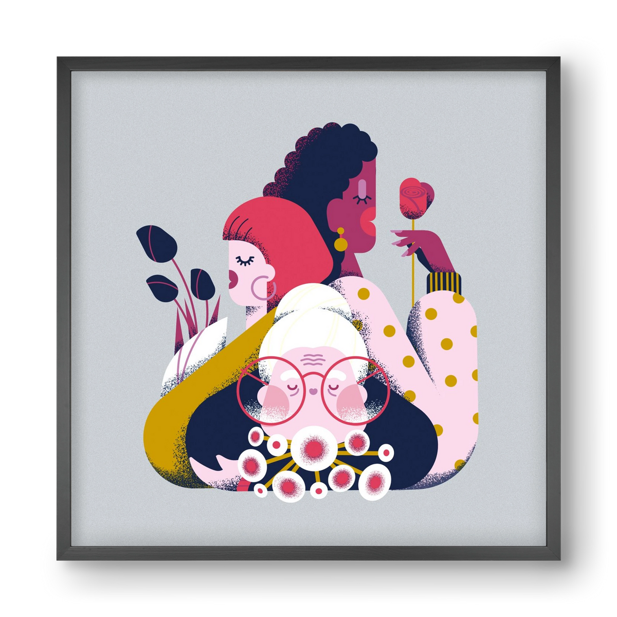 Flower power, 40x40 cm (40x40 cm), Fekete keret