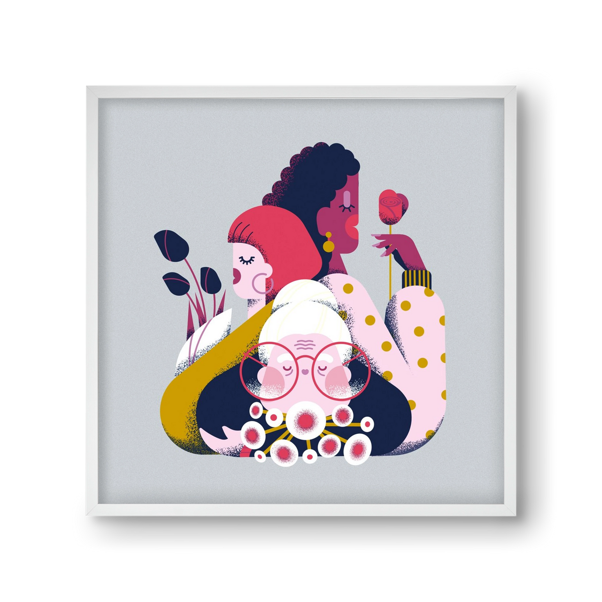 Flower power, 30x30 cm (30x30 cm), Fehér keret