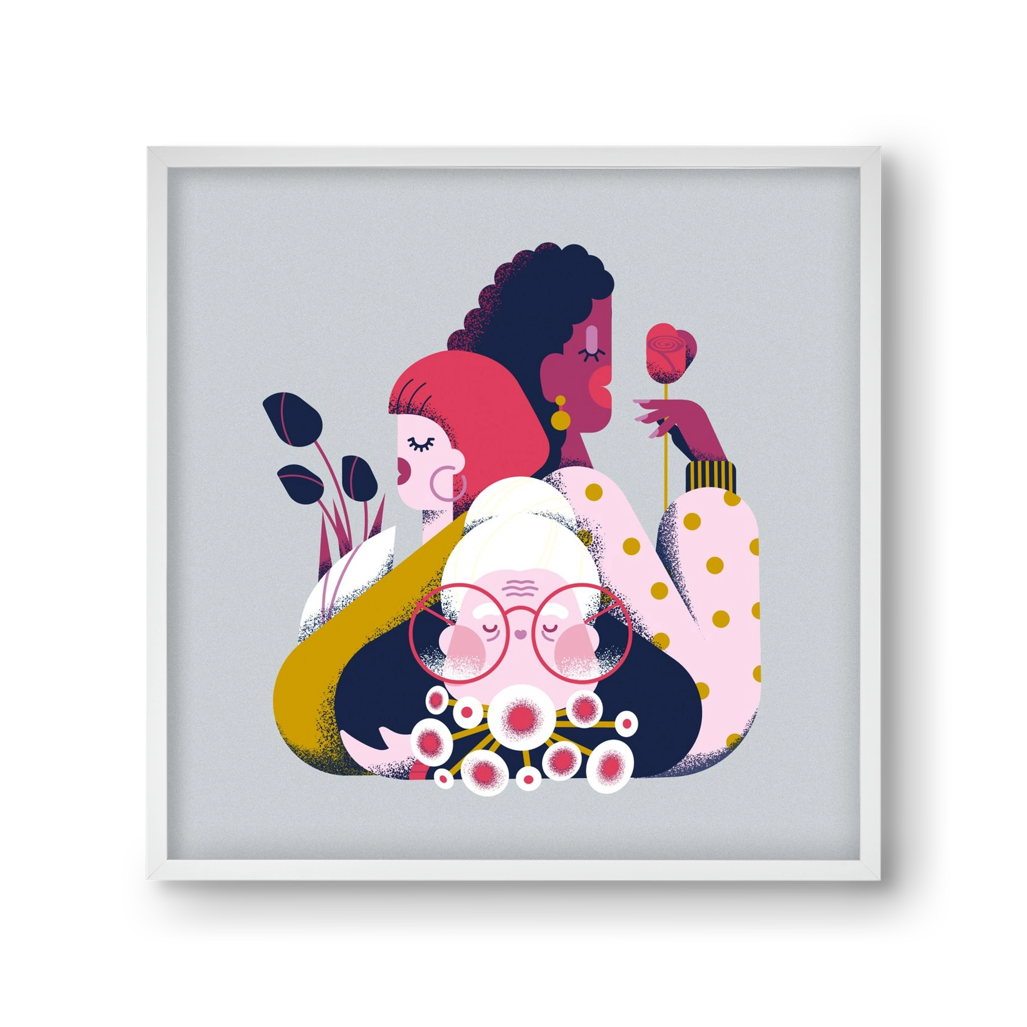 Flower power, 30x30 cm (30x30 cm), Fehér keret