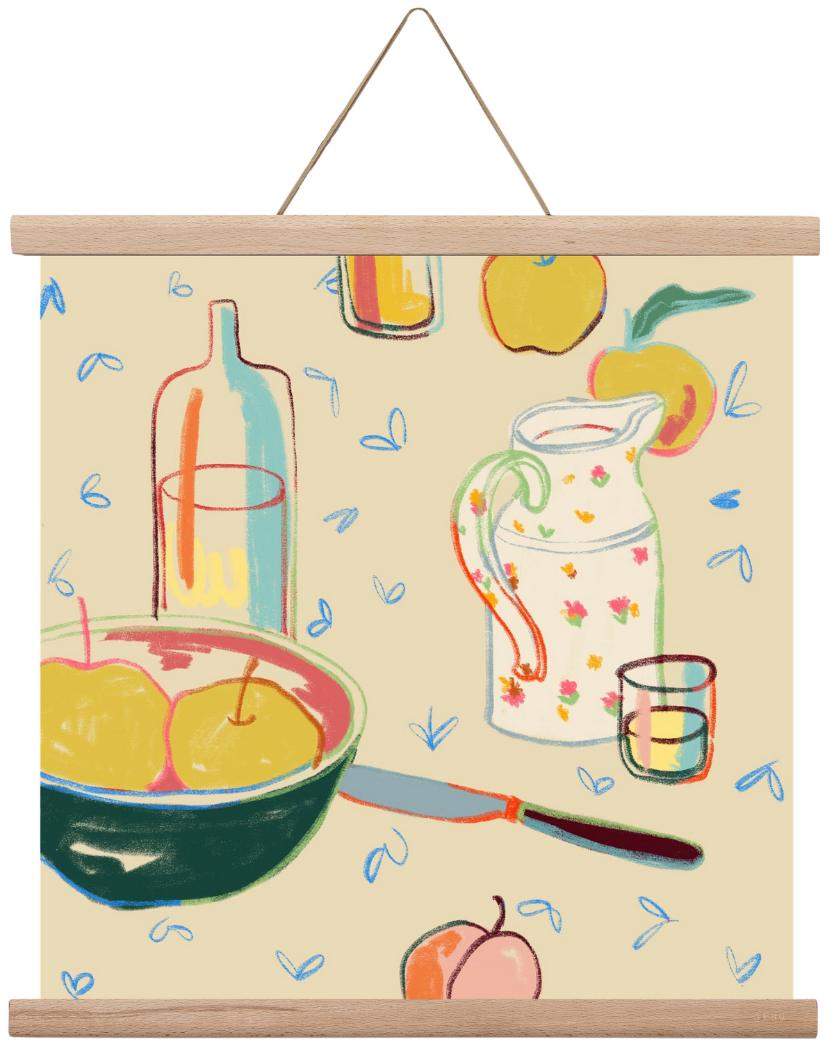 YELLOW APPLES, 40x40 cm (40x40 cm), Tölgy akasztó