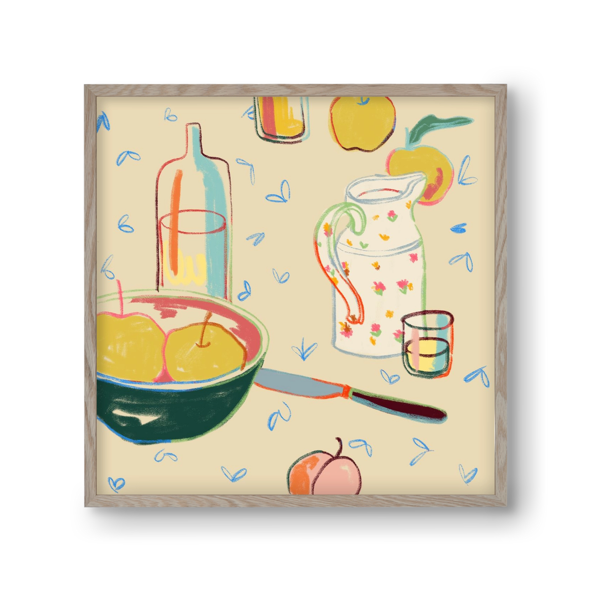 YELLOW APPLES, 30x30 cm (30x30 cm), Tölgy keret