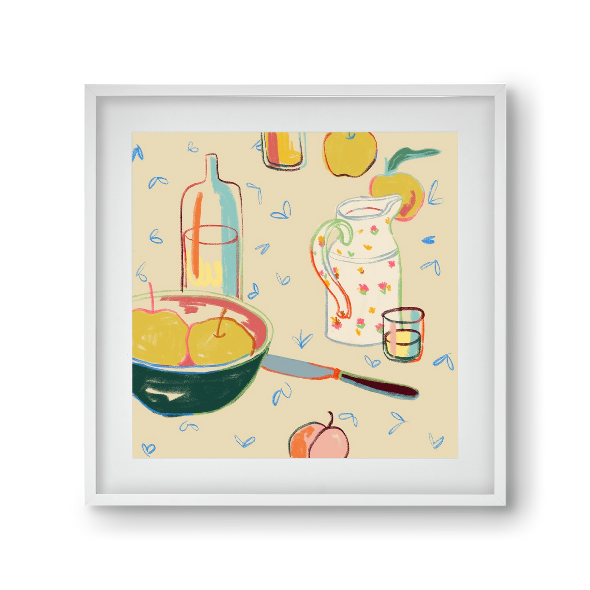 YELLOW APPLES, 30x30 cm (20x20 cm), Fehér keret, paszpartuval