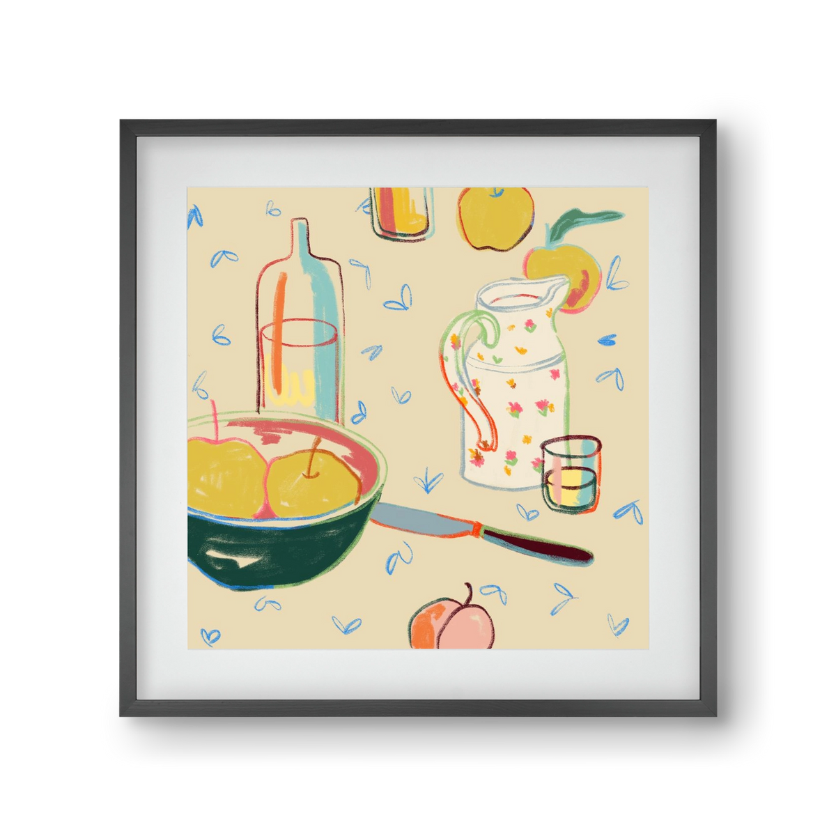 YELLOW APPLES, 30x30 cm (20x20 cm), Fekete keret, paszpartuval