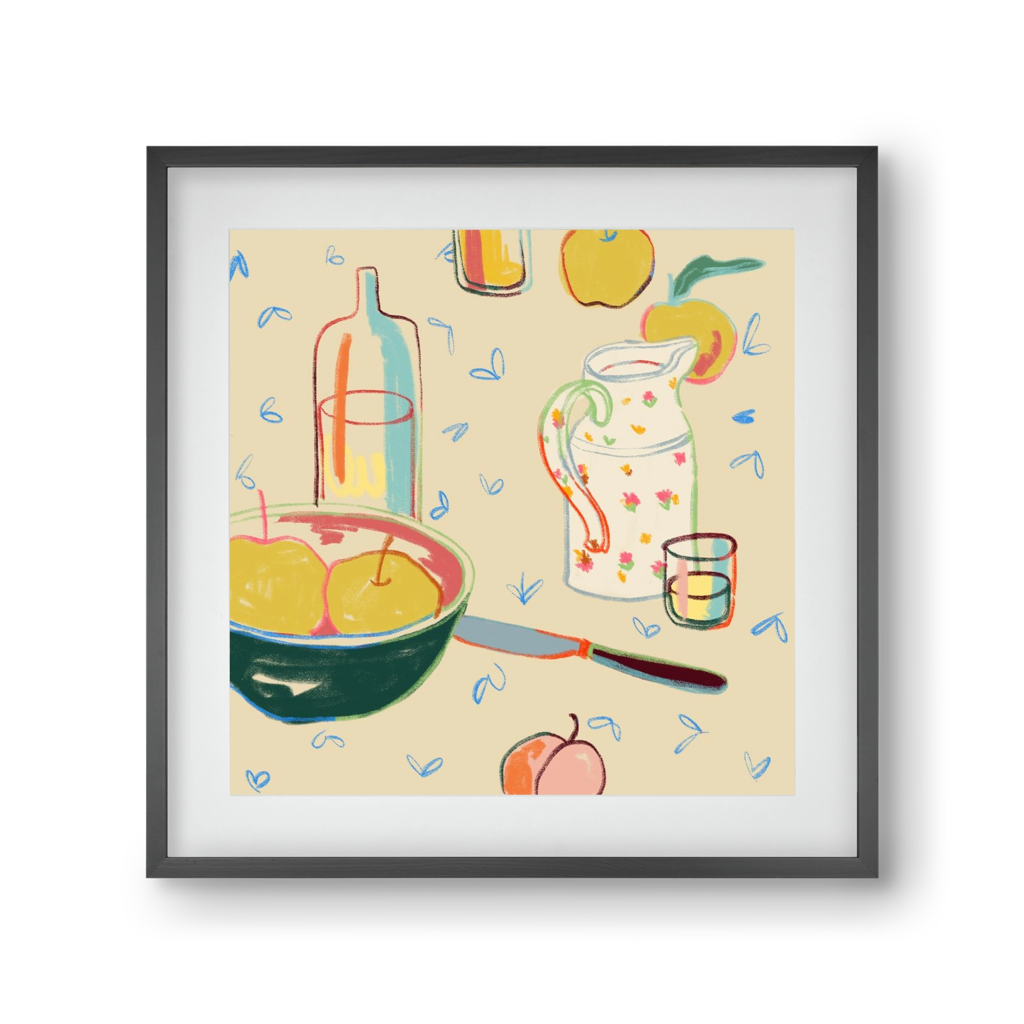 YELLOW APPLES, 30x30 cm (20x20 cm), Fekete keret, paszpartuval