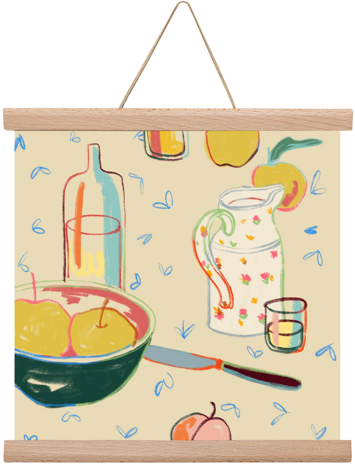 YELLOW APPLES, 30x30 cm (30x30 cm), Tölgy akasztó