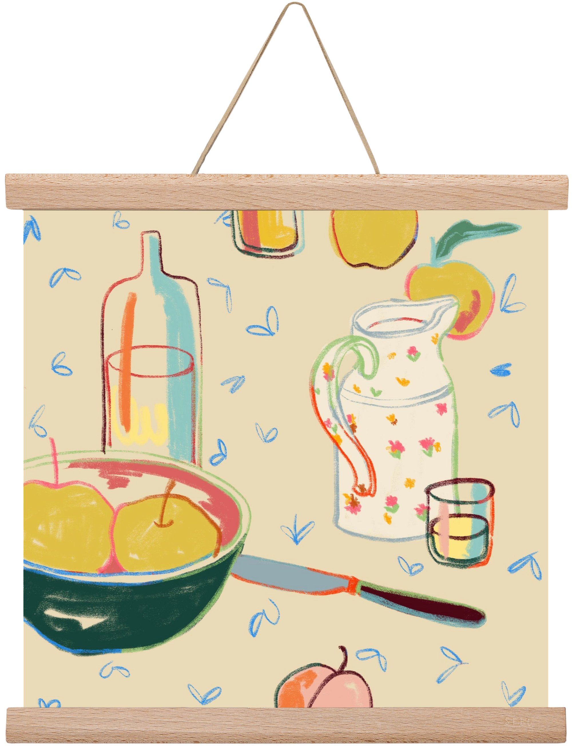 YELLOW APPLES, 30x30 cm (30x30 cm), Tölgy akasztó