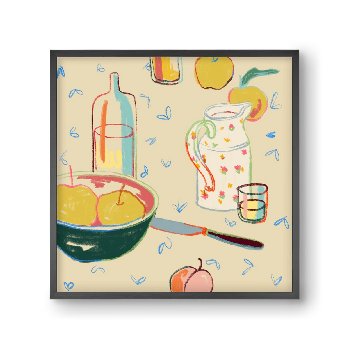 YELLOW APPLES, 30x30 cm (30x30 cm), Fekete keret