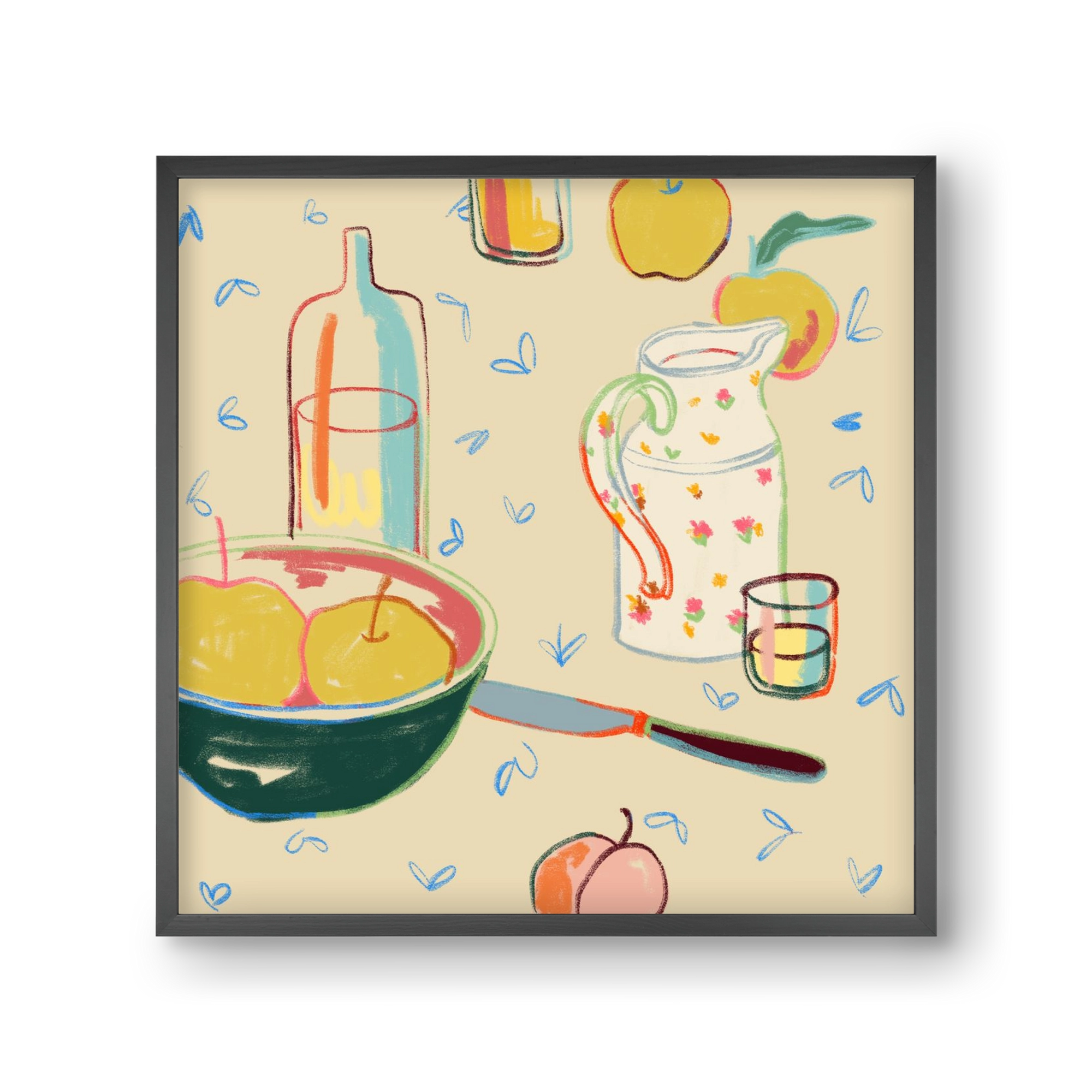 YELLOW APPLES, 30x30 cm (30x30 cm), Fekete keret