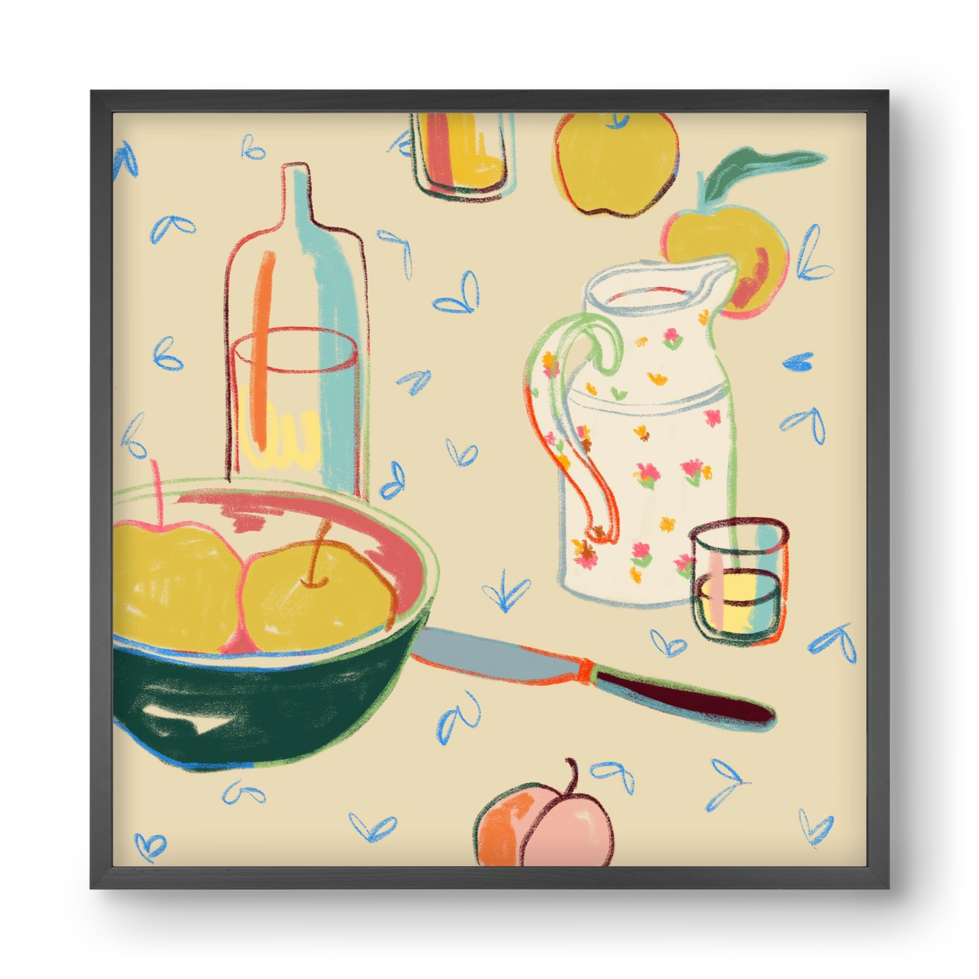 YELLOW APPLES, 40x40 cm (40x40 cm), Fekete keret