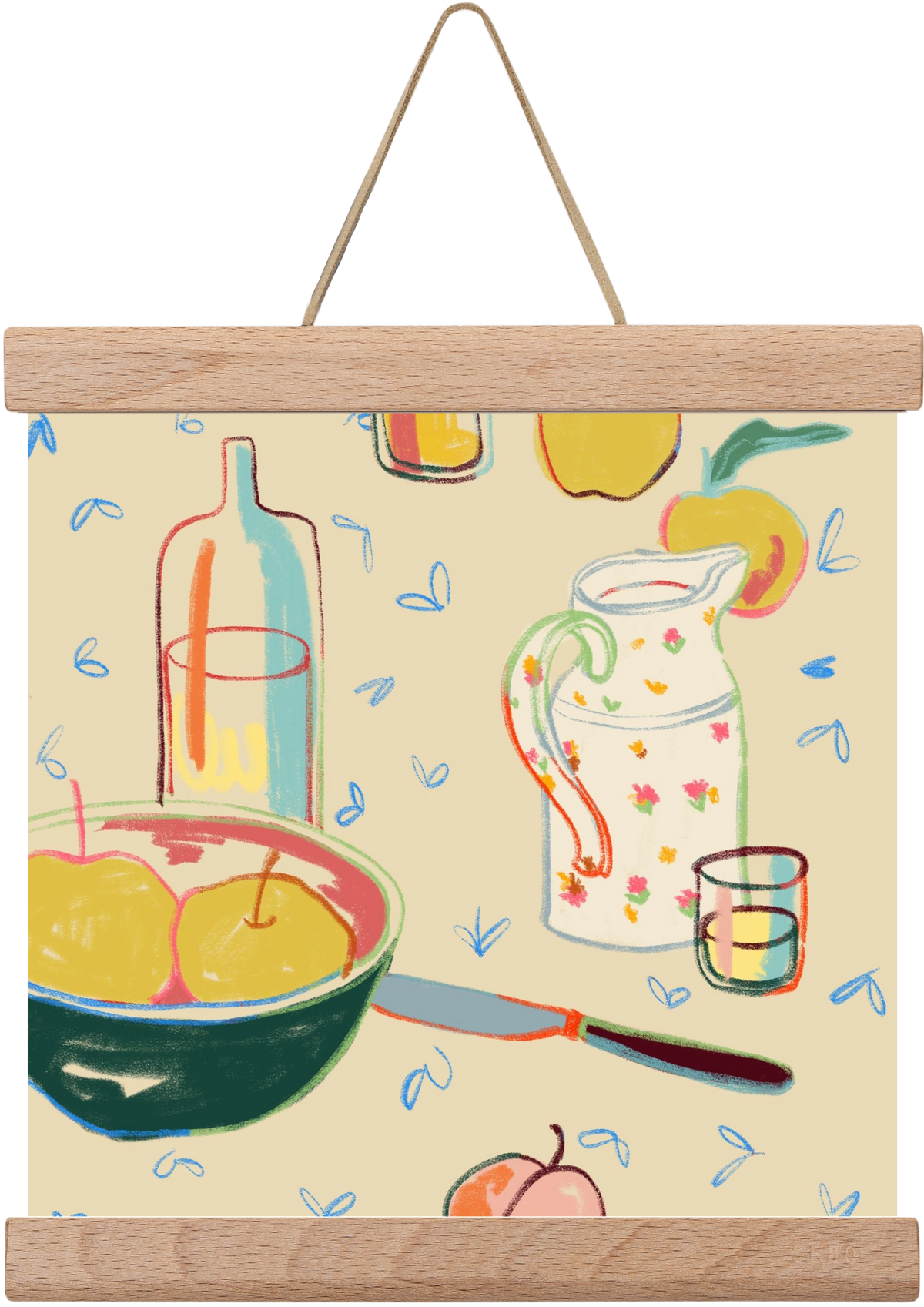 YELLOW APPLES, 20x20 cm (20x20 cm), Tölgy akasztó