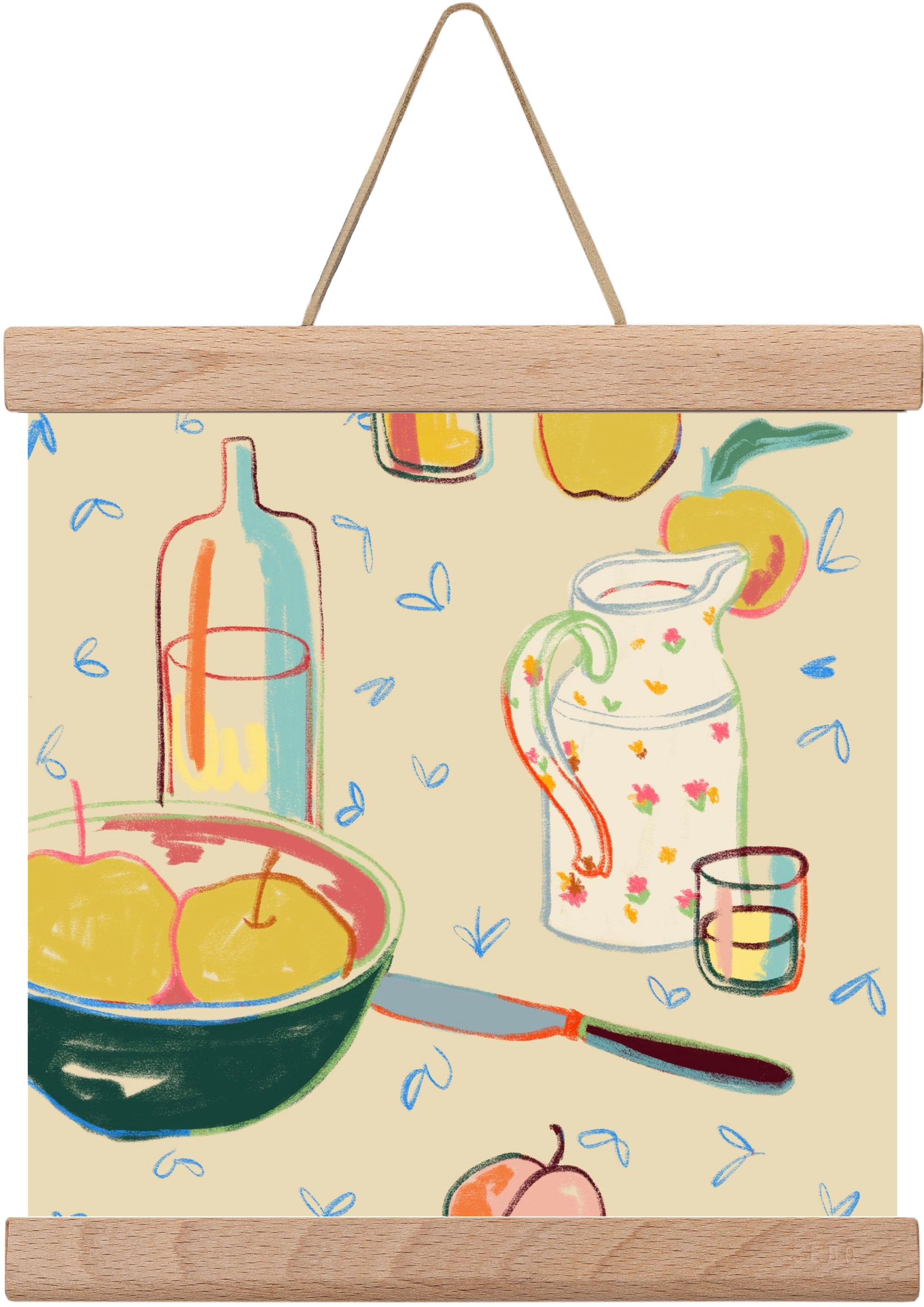 YELLOW APPLES, 20x20 cm (20x20 cm), Tölgy akasztó