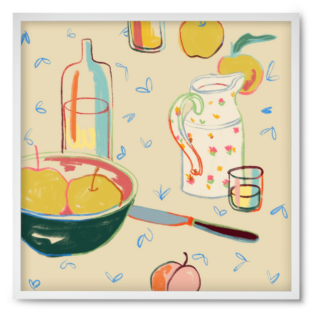 YELLOW APPLES, 50x50 cm (50x50 cm), Fehér keret