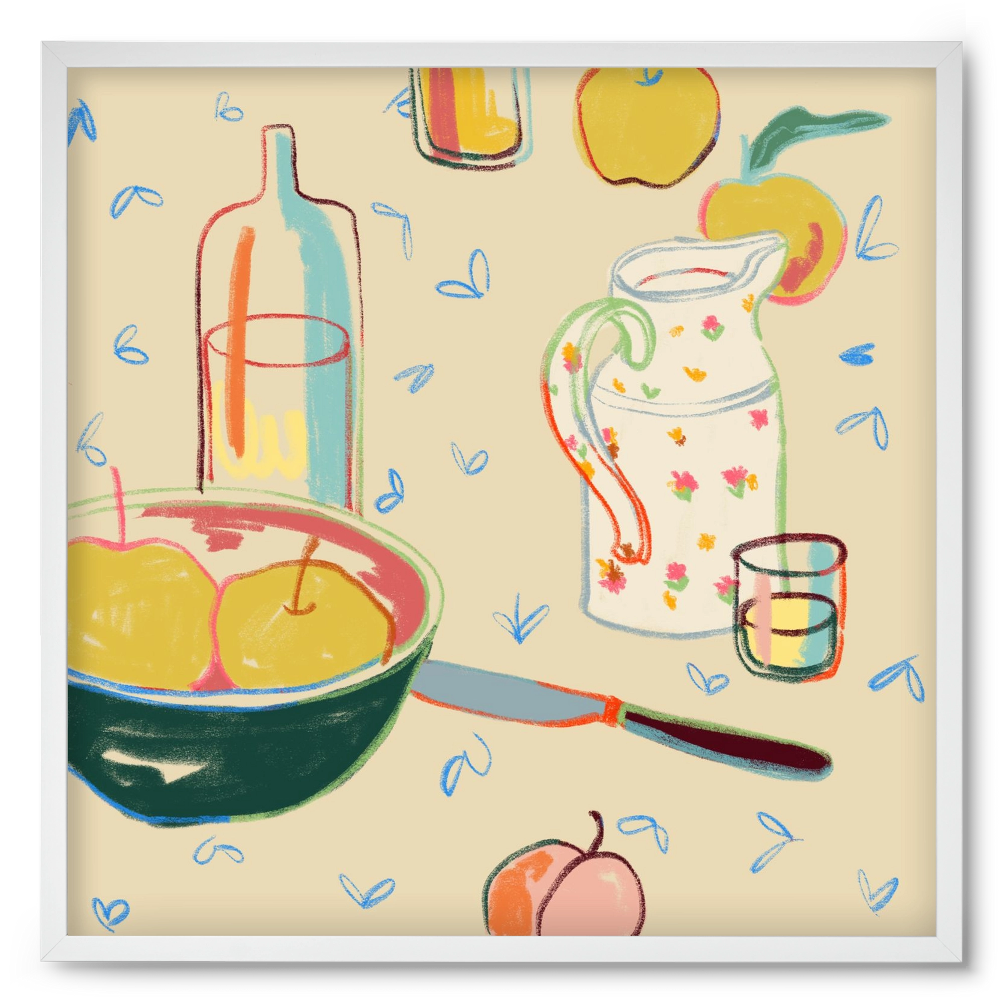 YELLOW APPLES, 50x50 cm (50x50 cm), Fehér keret