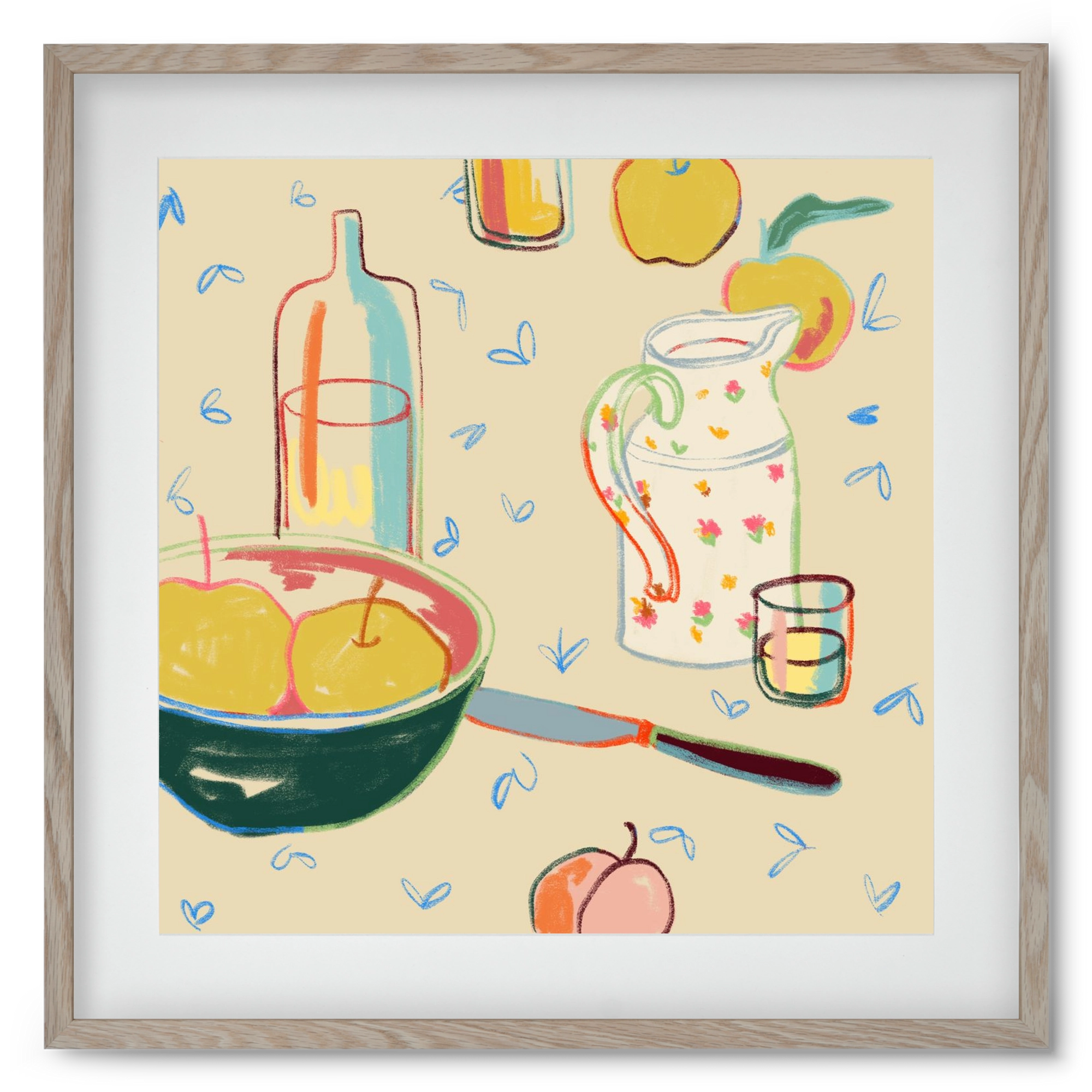 YELLOW APPLES, 50x50 cm (40x40 cm), Tölgy keret, paszpartuval