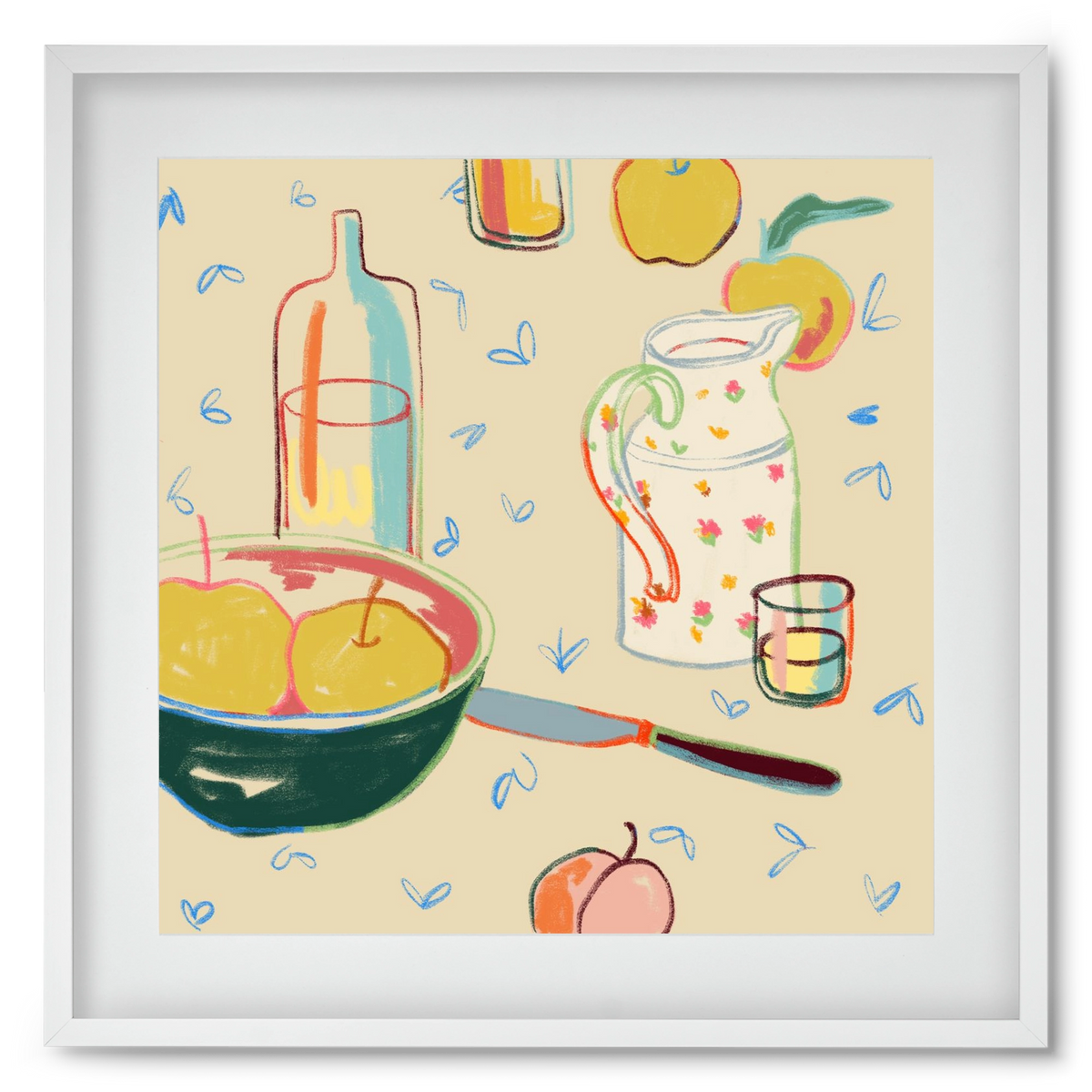 YELLOW APPLES, 50x50 cm (40x40 cm), Fehér keret, paszpartuval