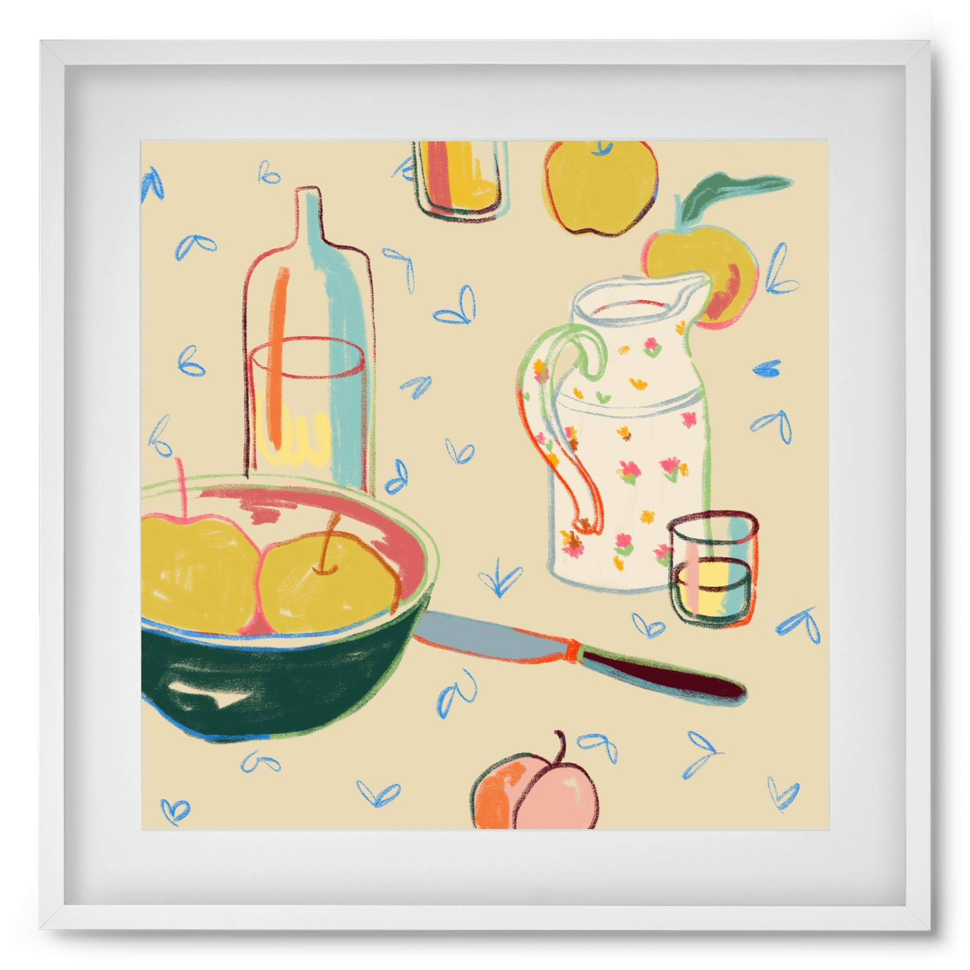 YELLOW APPLES, 50x50 cm (40x40 cm), Fehér keret, paszpartuval