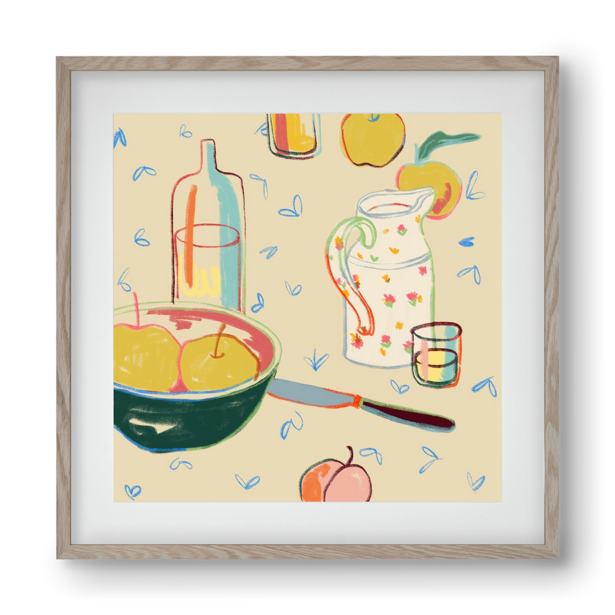 YELLOW APPLES, 40x40 cm (30x30 cm), Tölgy keret, paszpartuval