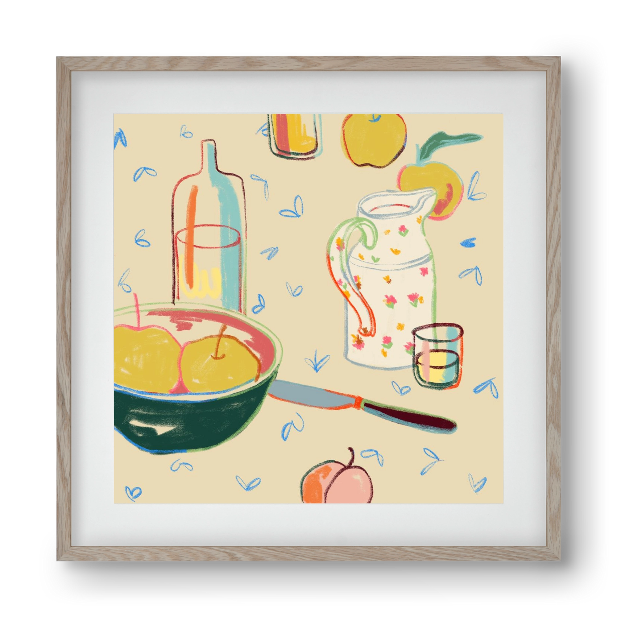 YELLOW APPLES, 40x40 cm (30x30 cm), Tölgy keret, paszpartuval