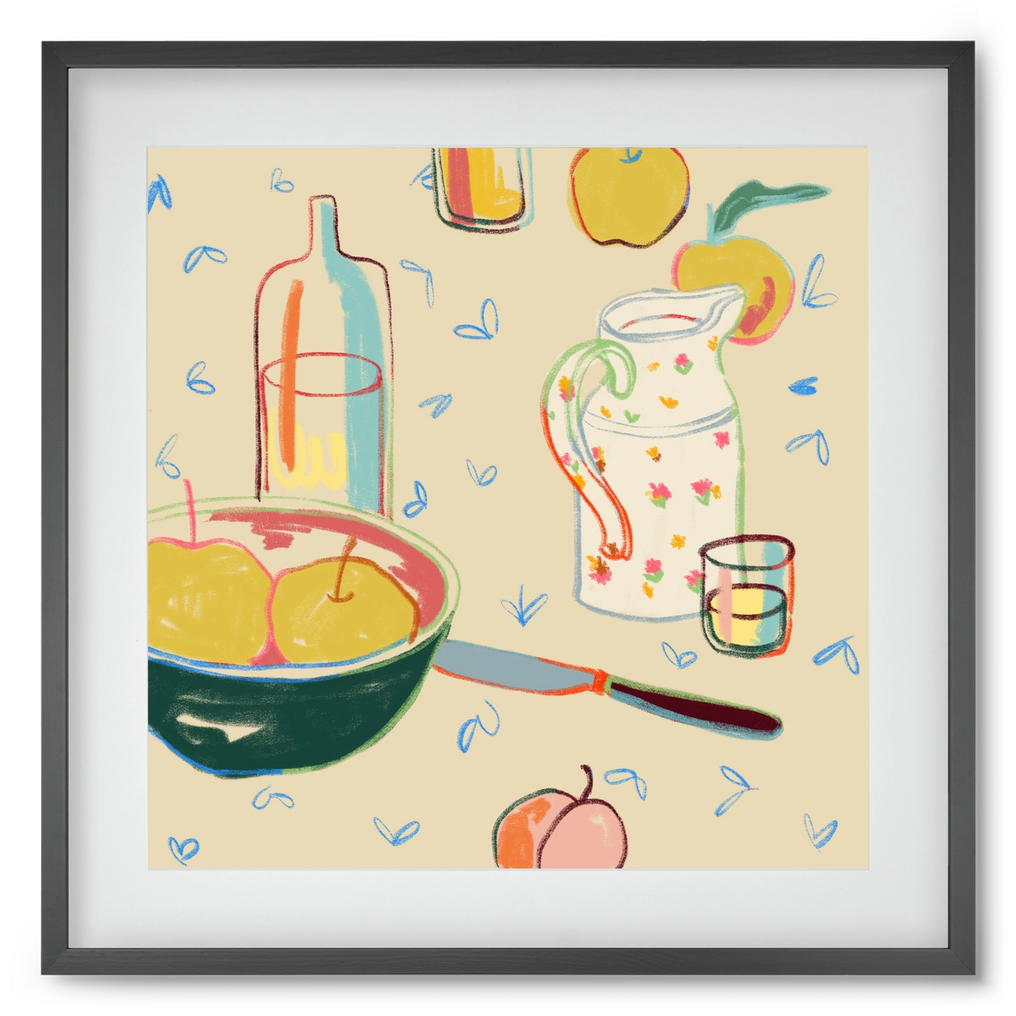 YELLOW APPLES, 50x50 cm (40x40 cm), Fekete keret, paszpartuval