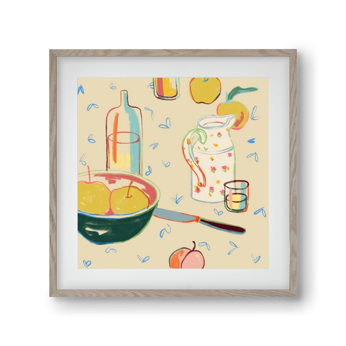 YELLOW APPLES, 30x30 cm (20x20 cm), Tölgy keret, paszpartuval