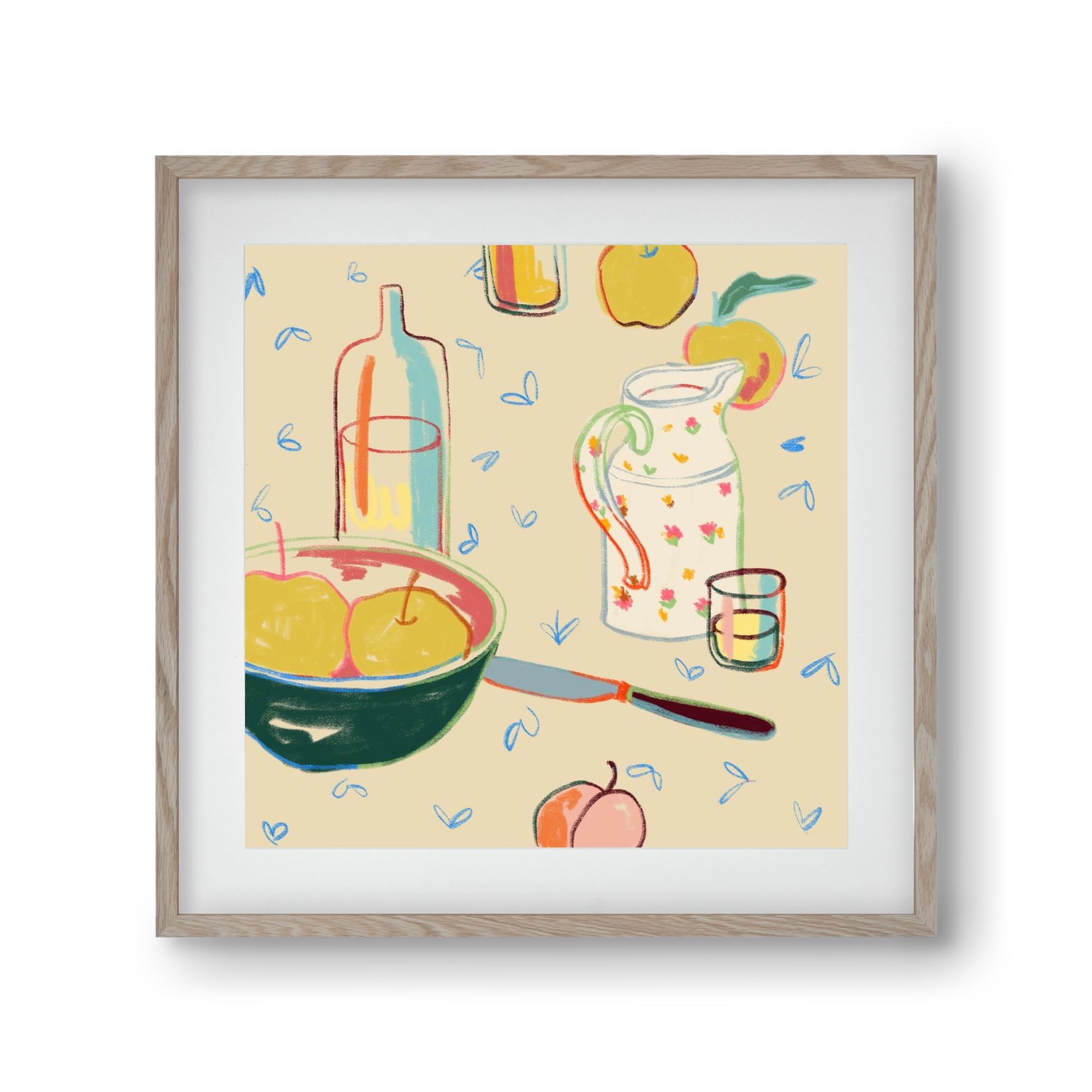 YELLOW APPLES, 30x30 cm (20x20 cm), Tölgy keret, paszpartuval