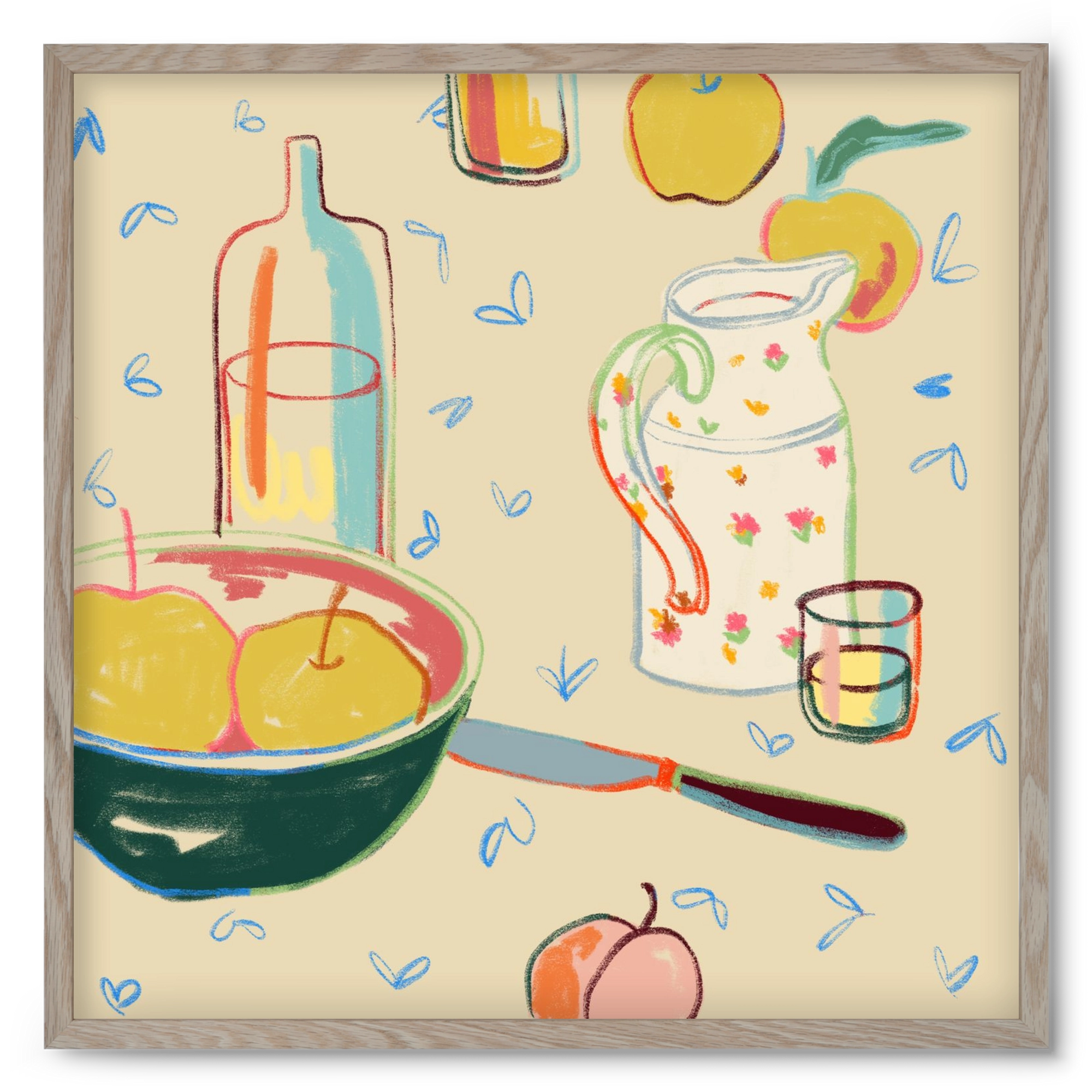 YELLOW APPLES, 50x50 cm (50x50 cm), Tölgy keret