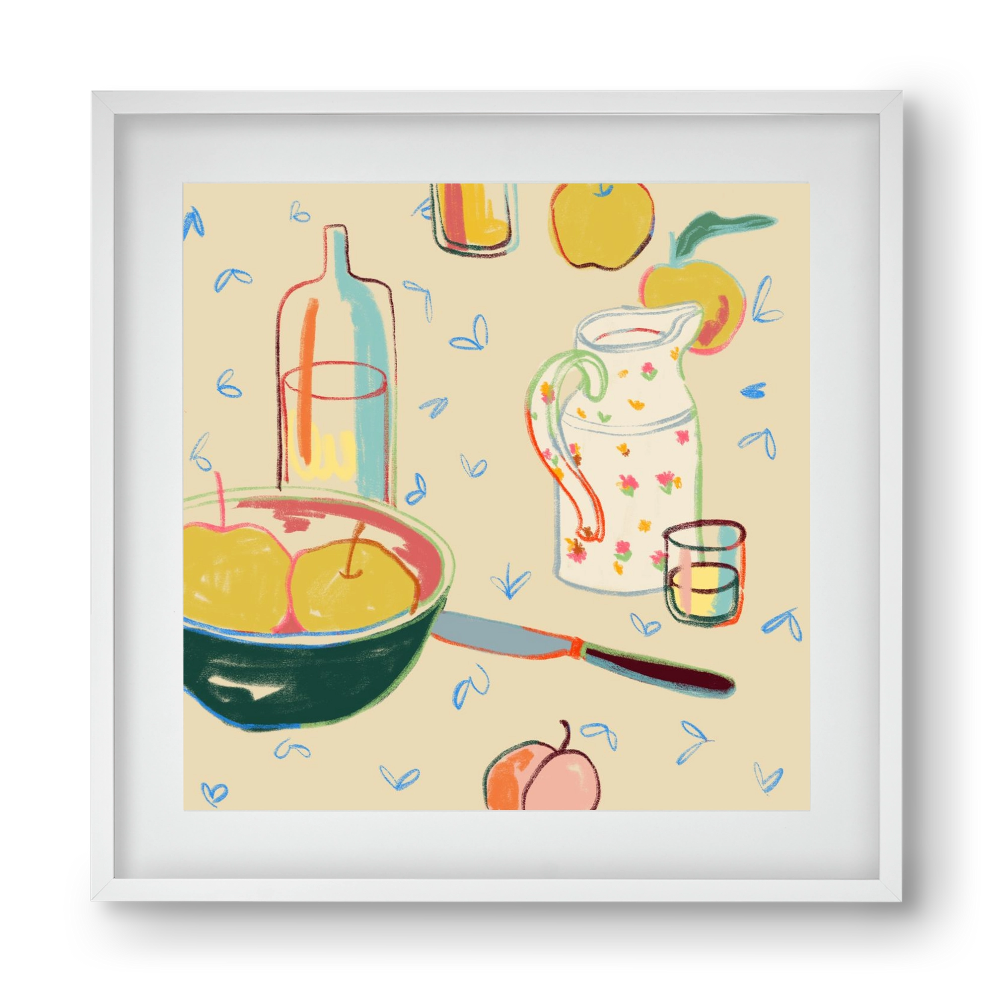 YELLOW APPLES, 40x40 cm (30x30 cm), Fehér keret, paszpartuval