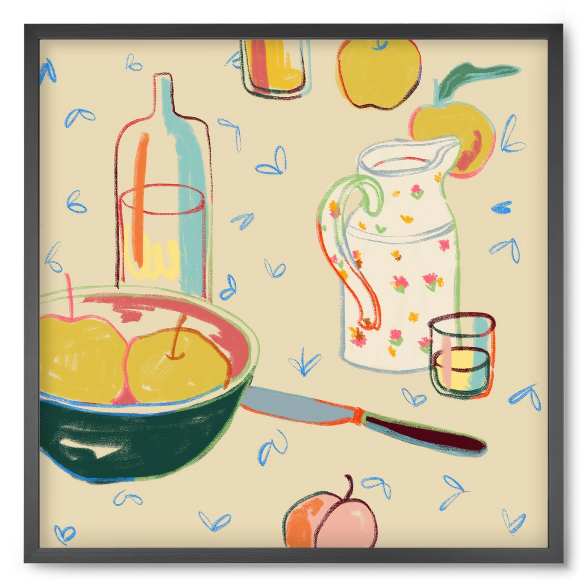 YELLOW APPLES, 50x50 cm (50x50 cm), Fekete keret